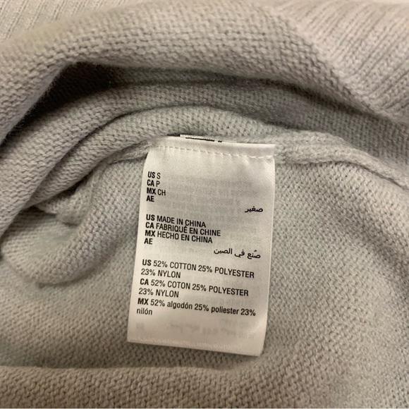 Charter Club Grey Knit Sweater Dress Navy Chevron Weave Long Sleeve Size S NWT - Picture 4 of 6